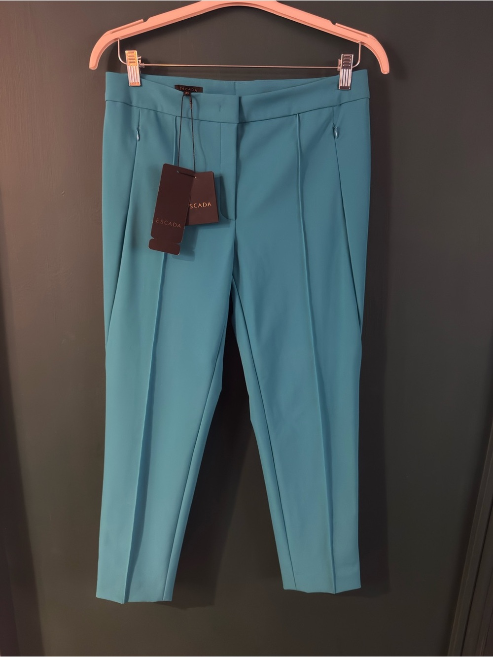 Escada Teal High-Waist Tailored Trousers